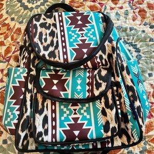 Western Print Backpack Purse